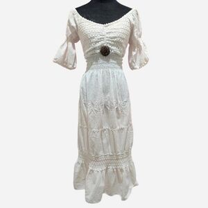 Vintage White Western Boho Maxi Dress (fits S-L) ‼️open to negotiating the price